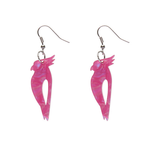 Kookaburra Texture Resin Drop Earrings - Fuchsia