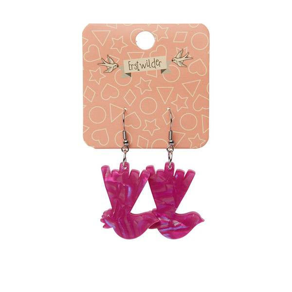 Wagtail Textured Resin Drop Earrings - Fuchsia