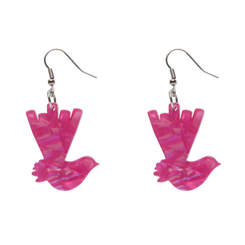 Wagtail Textured Resin Drop Earrings - Fuchsia