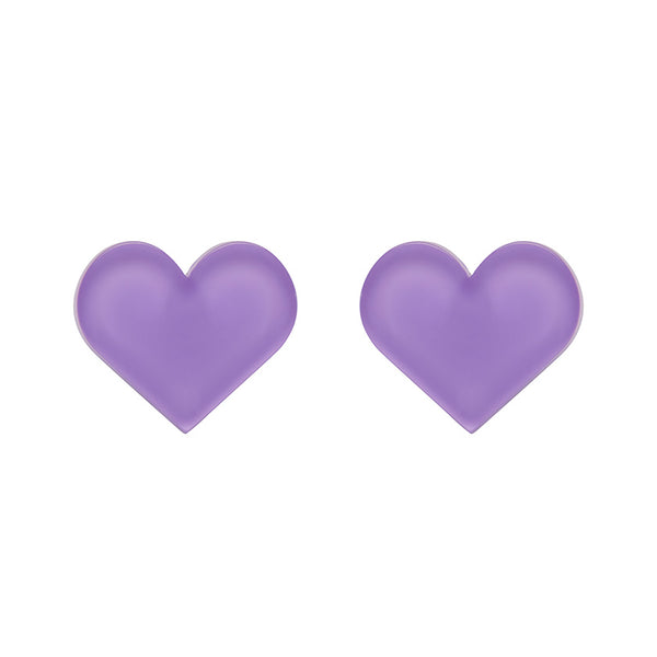Heart Bubble Resin Stud Earrings - Lavender