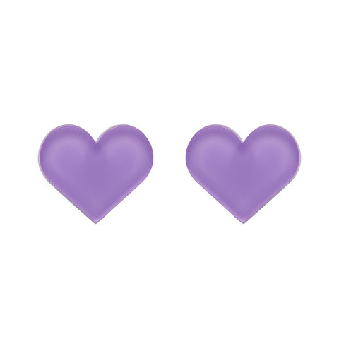 Heart Bubble Resin Stud Earrings - Lavender