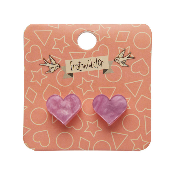 Heart Ripple Resin Stud Earrings - Mauve