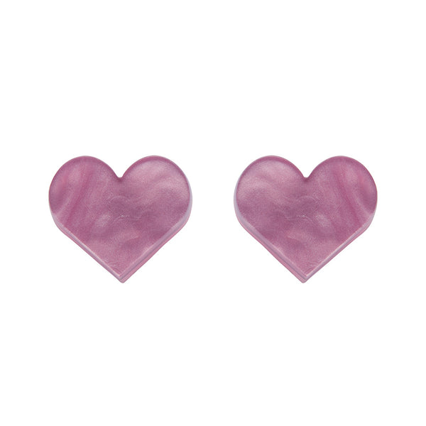Heart Ripple Resin Stud Earrings - Mauve