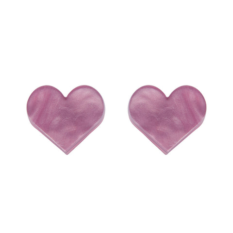 Heart Ripple Resin Stud Earrings - Mauve