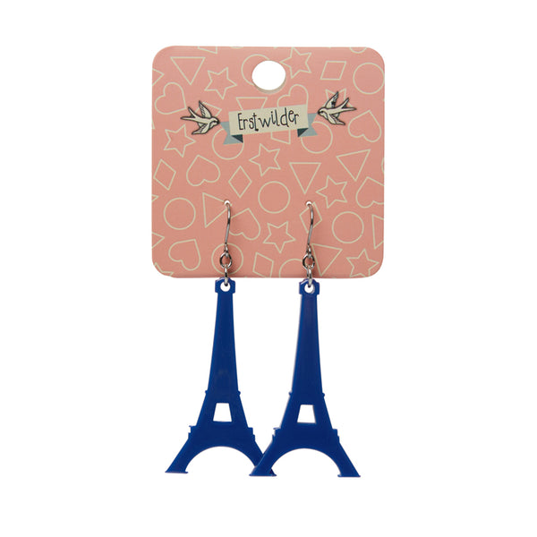 Eiffel Tower Solid Resin Drop Earrings - Blue