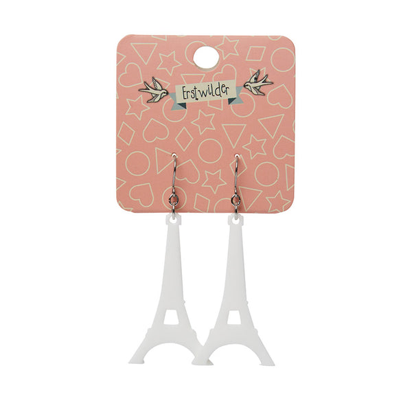 Eiffel Tower Solid Resin Drop Earrings - White