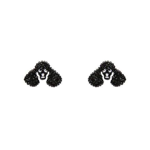 Poodle Glitter Stud Earrings - Black