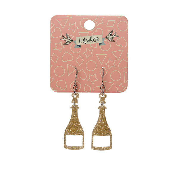 Champagne Glitter Drop Earrings - Gold