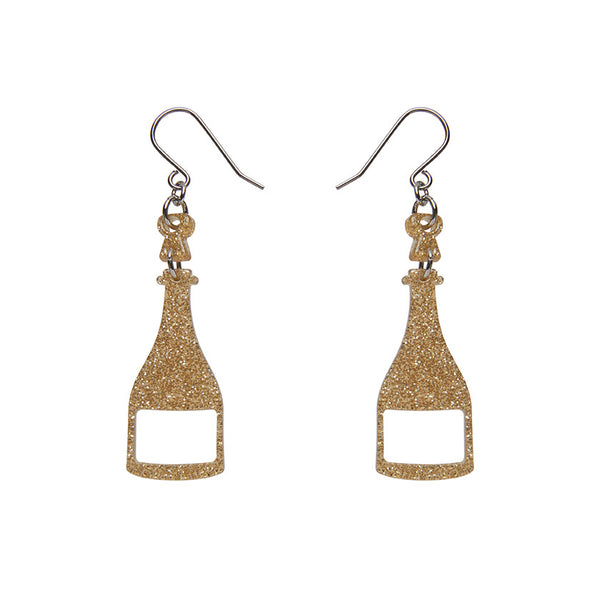 Champagne Glitter Drop Earrings - Gold