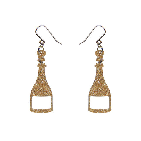 Champagne Glitter Drop Earrings - Gold