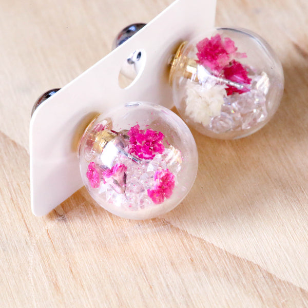 Fantasy Bubble Earrings Flower Pink