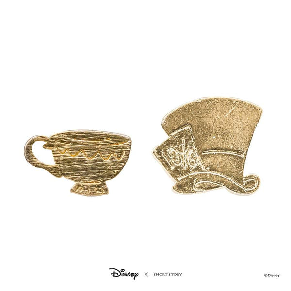 Mad Hat and Teacup Disney Earrings - Gold