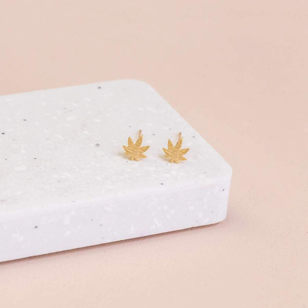 Mini Leaf Earrings - Gold