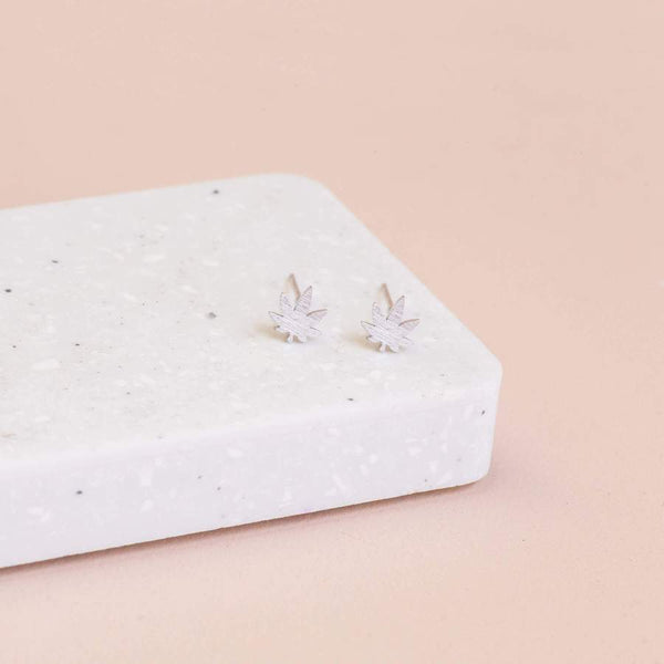 Mini Leaf Earrings - Silver