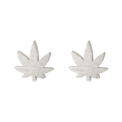 Mini Leaf Earrings - Silver