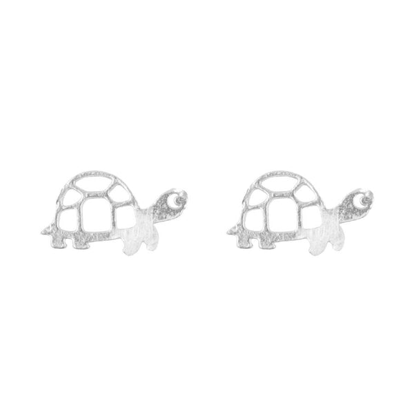 Cute Tortoise Stencil Earrings - Silver