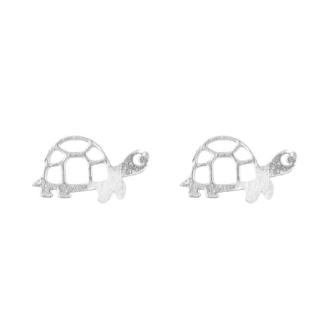 Cute Tortoise Stencil Earrings - Silver