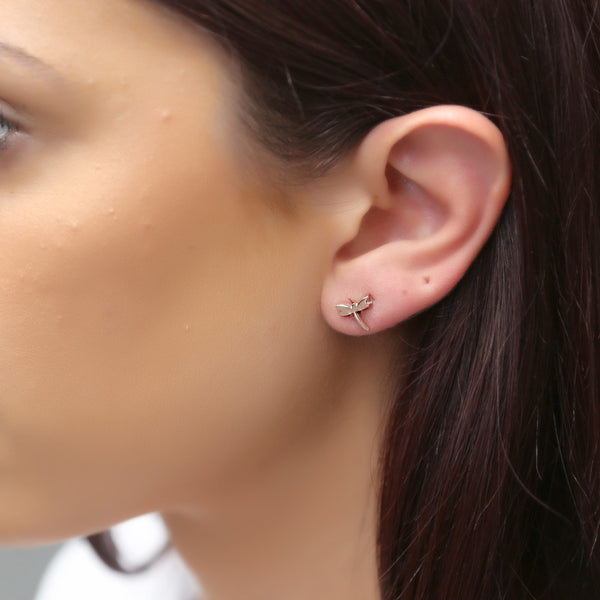 Dragonfly Stud Earrings - Silver