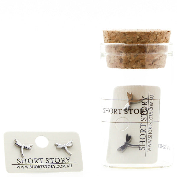 Dragonfly Stud Earrings - Silver