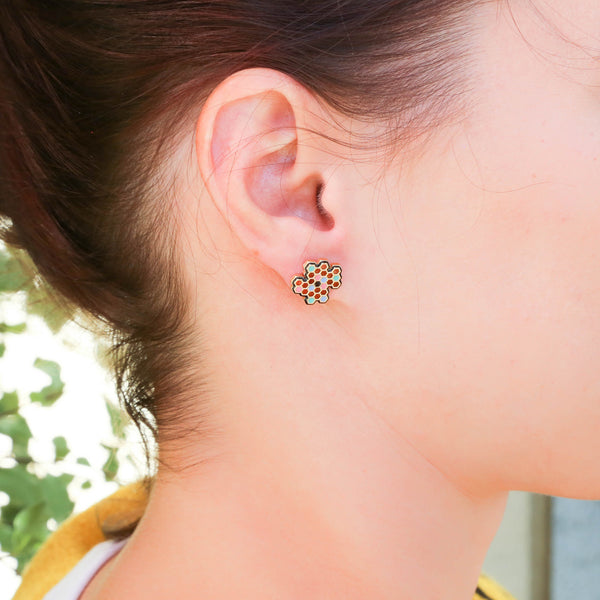 Funky Play Earrings Honeycomb Rainbow