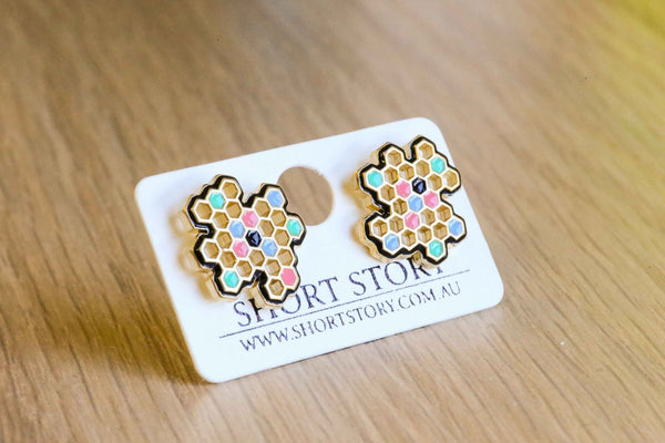 Funky Play Earrings Honeycomb Rainbow