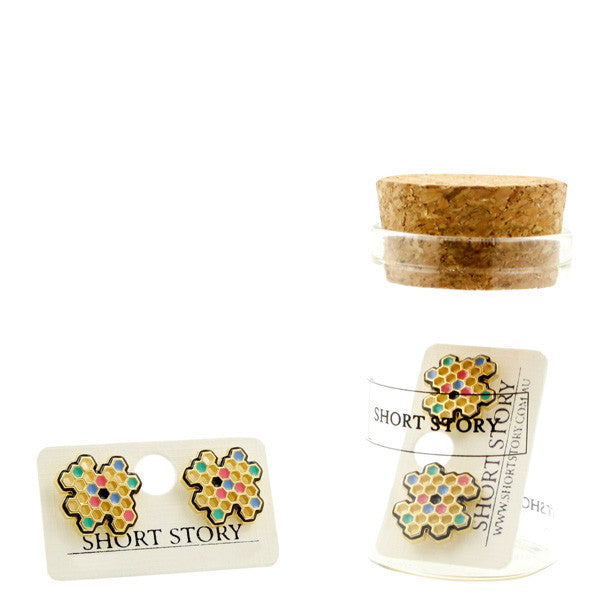 Funky Play Earrings Honeycomb Rainbow