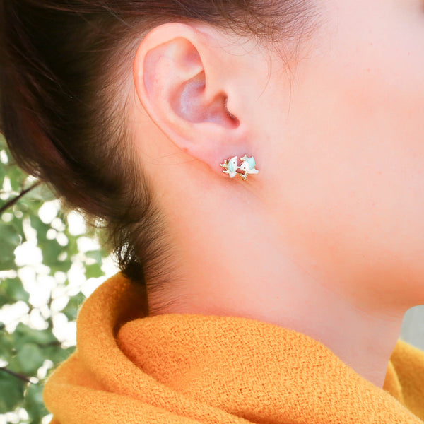 Funky Play Earrings Bird Duo Green