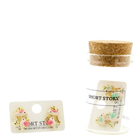 Funky Play Earrings Bird Duo Pink