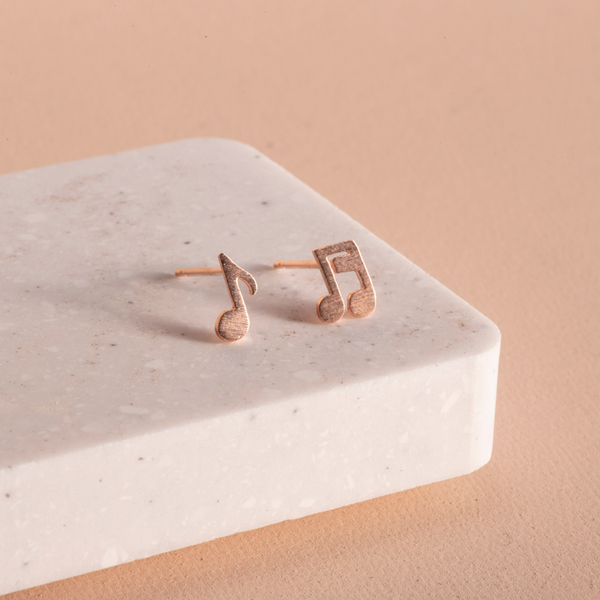 Music Note Earrings - Rose Gold