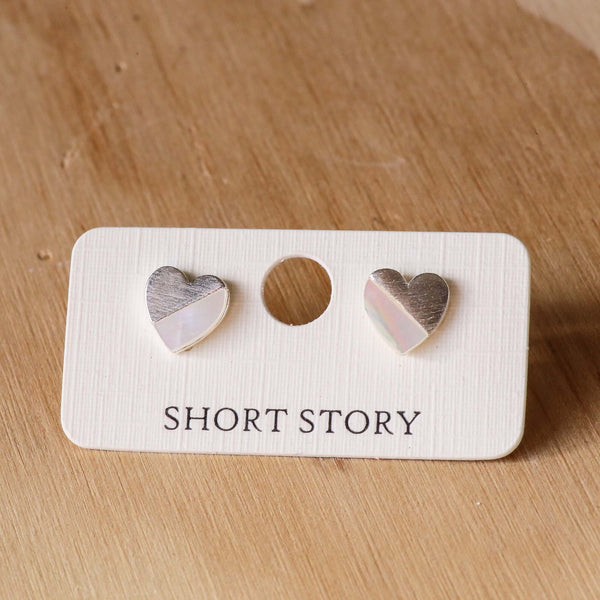 Sterling Ocean and Stone Earrings Heart Silver