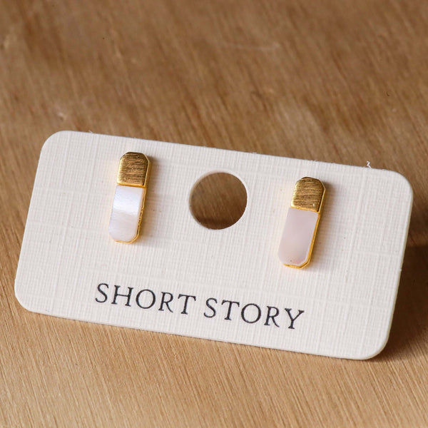 Sterling Ocean and Stone Earrings Oval Gold