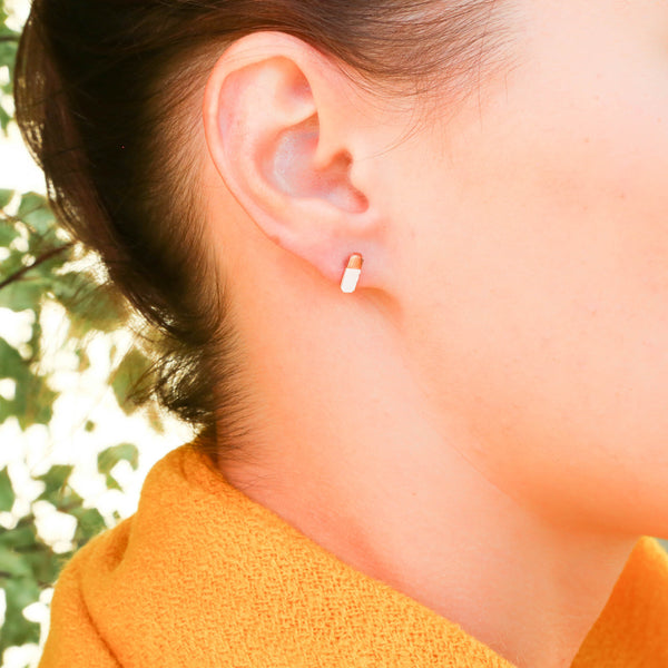 Sterling Ocean and Stone Earrings Oval Rose Gold