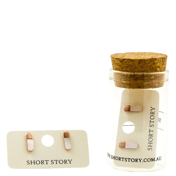 Sterling Ocean and Stone Earrings Oval Rose Gold