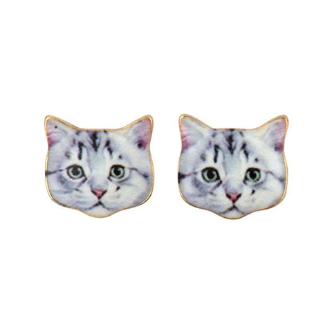Grey Cat Earrings