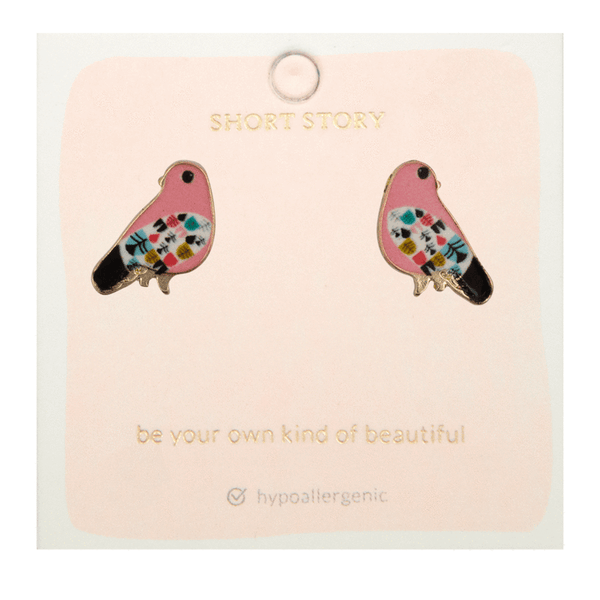 Pink Bird Earrings