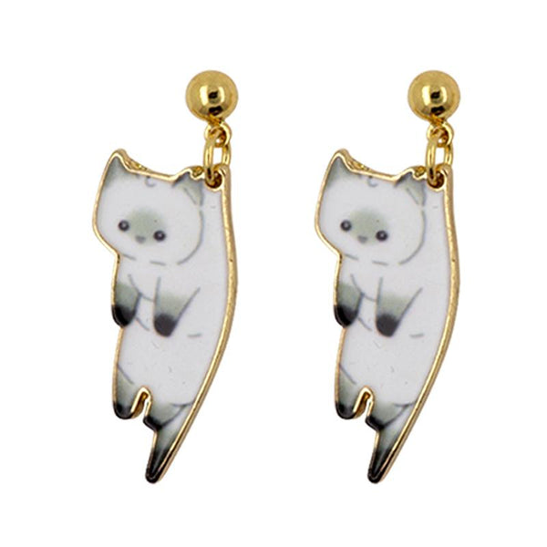 White Cat Drop Earrings