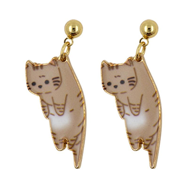 Brown Cat Drop Earrings