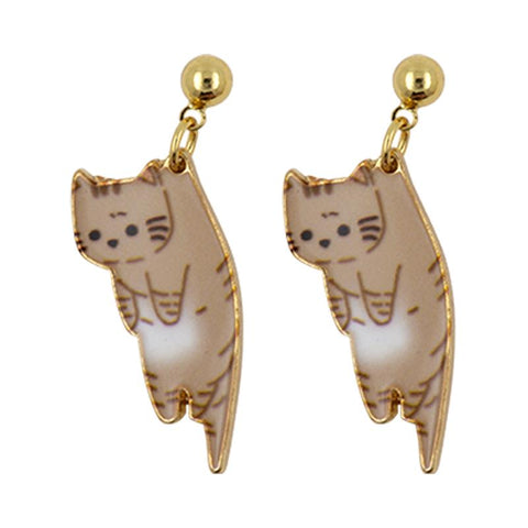 Brown Cat Drop Earrings