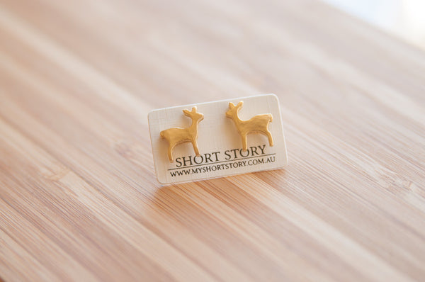 Deer Stud Earrings - Gold