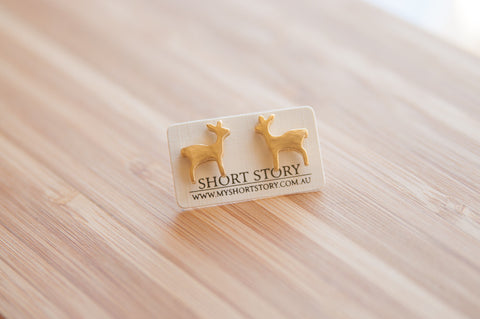 Deer Stud Earrings - Gold
