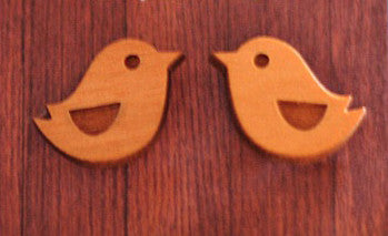 Wooden Bird Stud Earrings