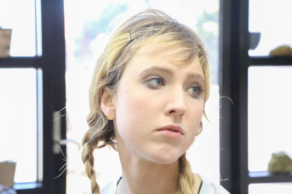 Origami Stencil Stud Earrings - Gold Boat