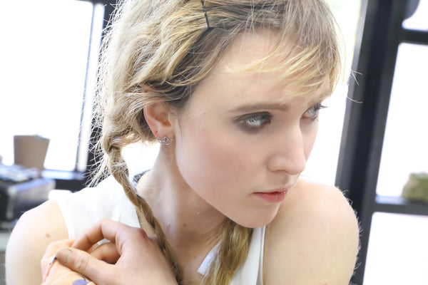 Origami Stencil Stud Earrings - Silver Boat