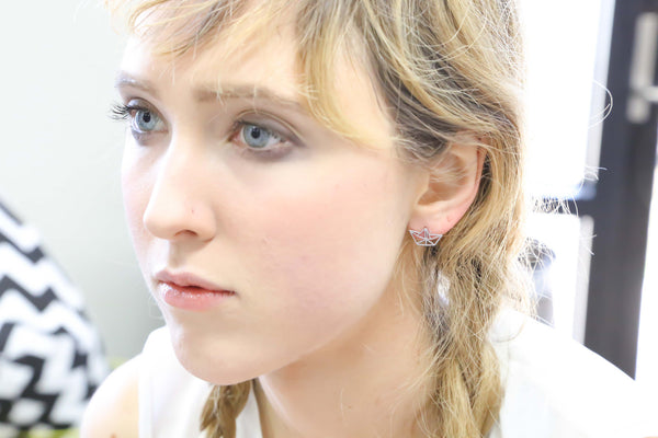 Origami Stencil Stud Earrings - Silver Boat