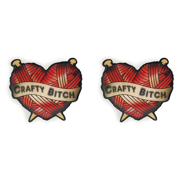 Crafty Bitch Yarn Heart Studs