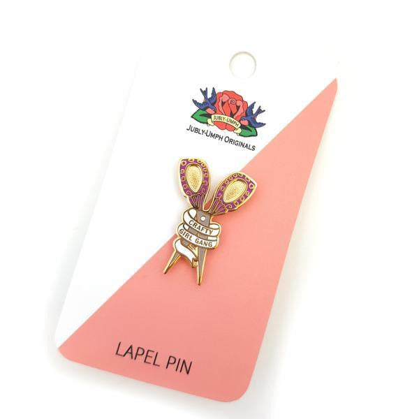 Crafty Girl Gang Scissors Lapel Pin - Purple