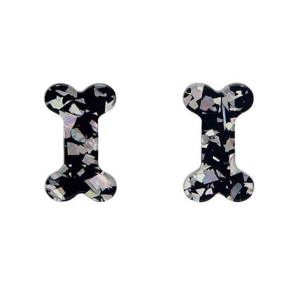 Bones Textured Resin Stud Earrings - Silver