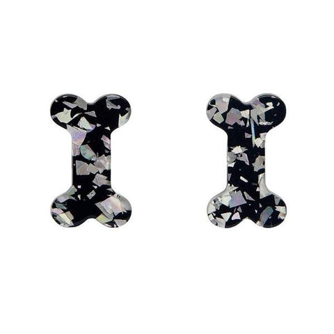 Bones Textured Resin Stud Earrings - Silver