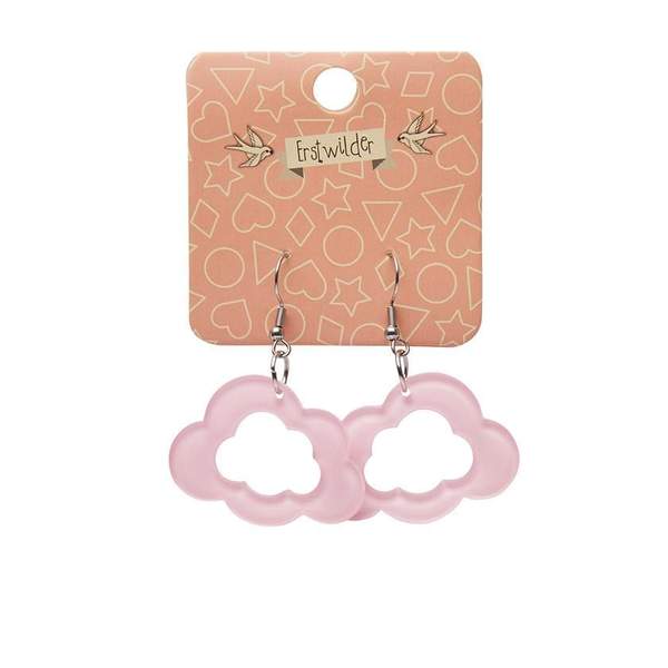 Cloud Glitter Resin Drop Earrings - Pink