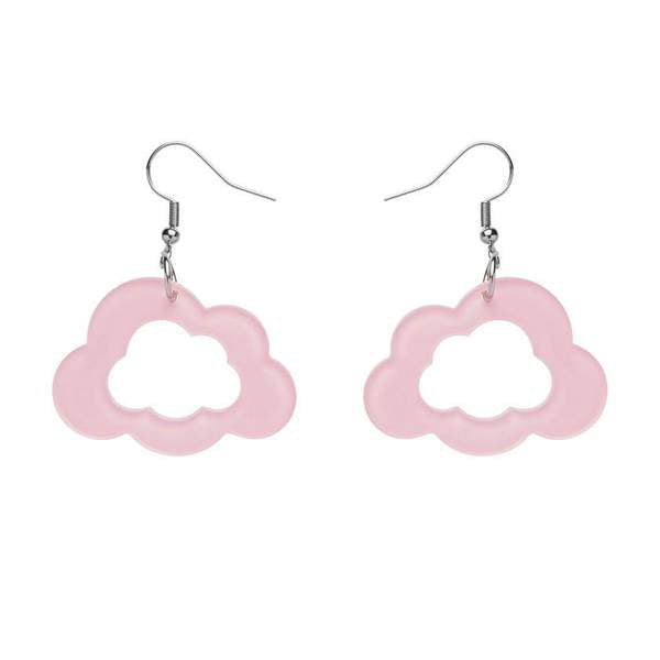 Cloud Glitter Resin Drop Earrings - Pink